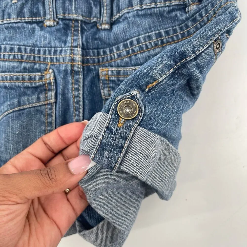 Arizona Jean Co Girls Cuffed Denim Shorts Rolled Hem Size 7 Mid Rise Cotton